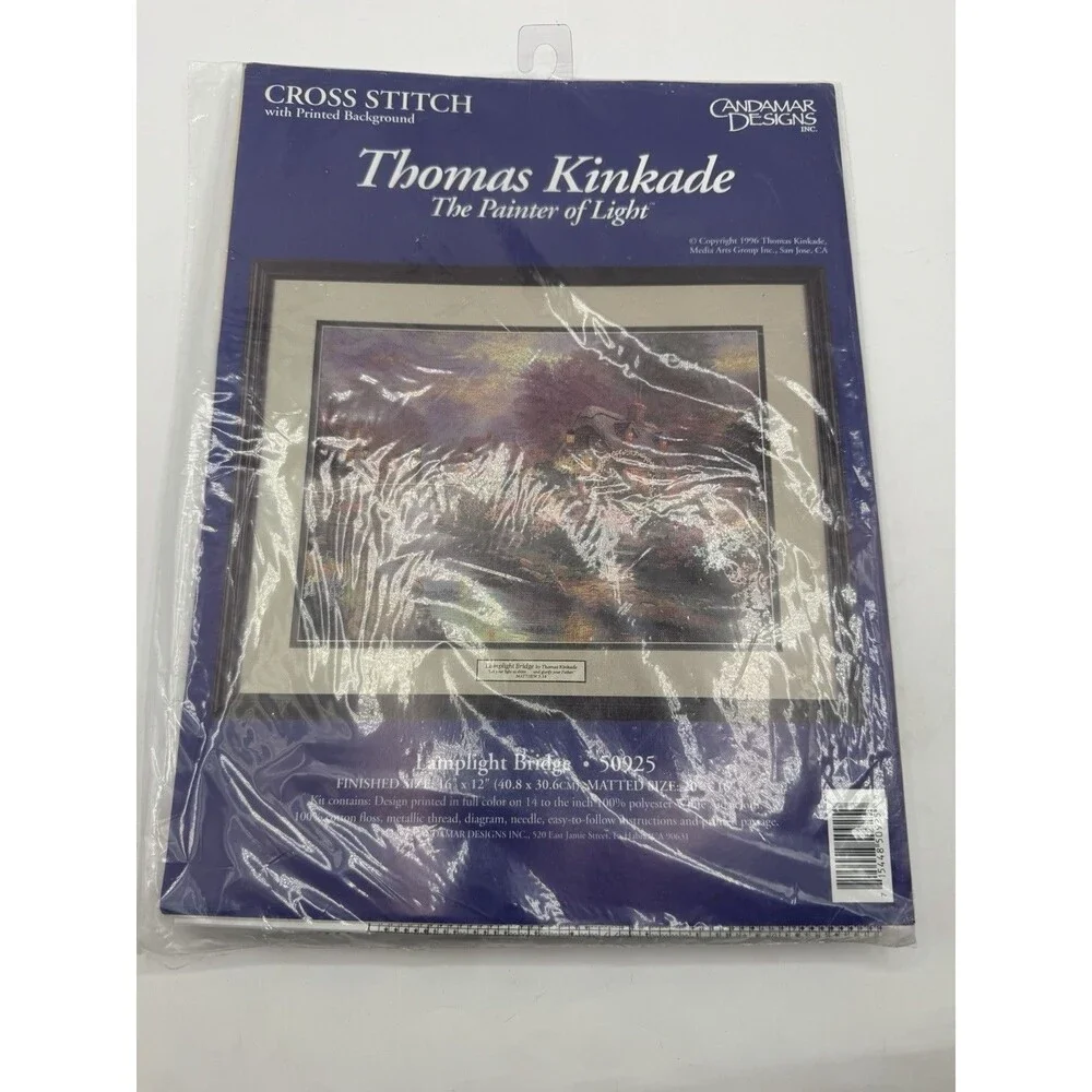 Thomas Kinkade Cross Stitch Kit Lamplight Bridge Candamar Designs 50925 NEW